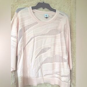 Soft Pink Zebra-Style pattern lightweight Sweater CAbi style 5631 NWT